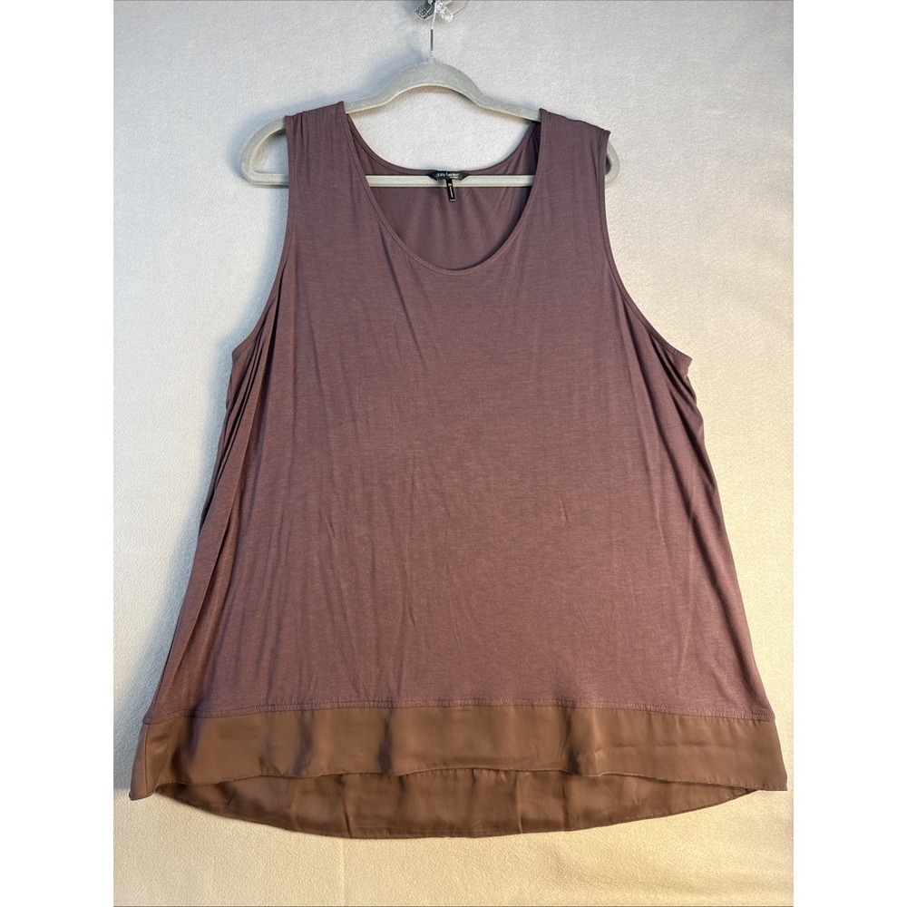 Daisy Fuentes Top Brown Sleeveless Size 2X Woman's, Silky Brown‎ Trim On Bottom